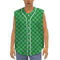 Irish Green Buffalo Plaid Print Sleeveless Baseball Jersey