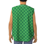 Irish Green Buffalo Plaid Print Sleeveless Baseball Jersey