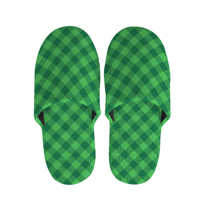 Irish Green Buffalo Plaid Print Slippers