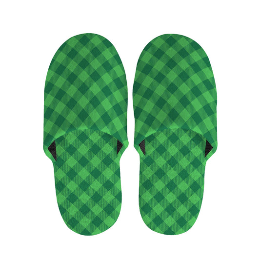 Irish Green Buffalo Plaid Print Slippers