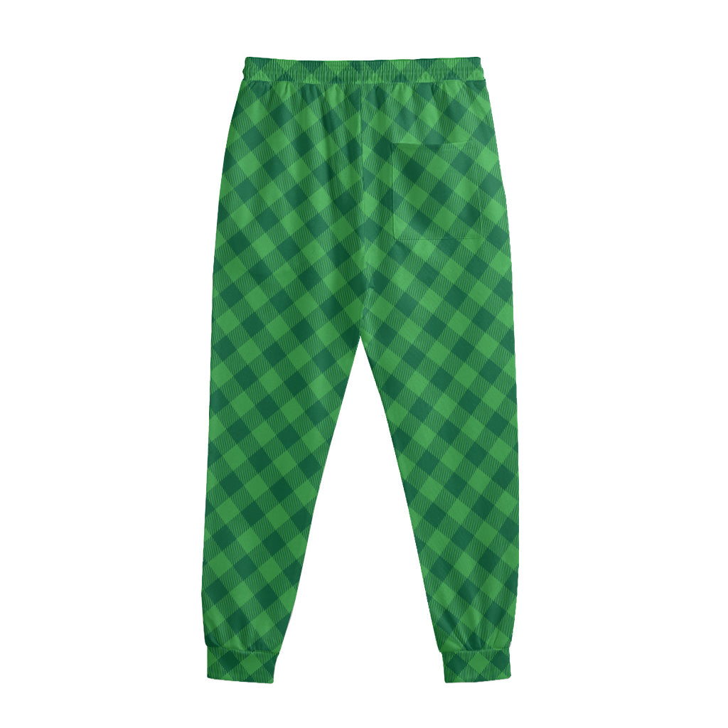 Irish Green Buffalo Plaid Print Sweatpants