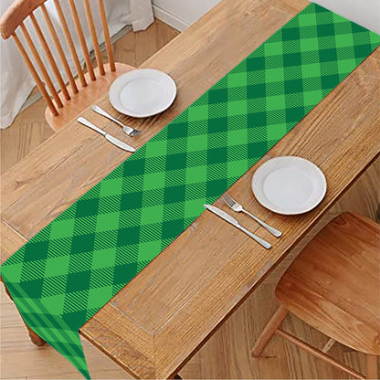 Irish Green Buffalo Plaid Print Table Runner