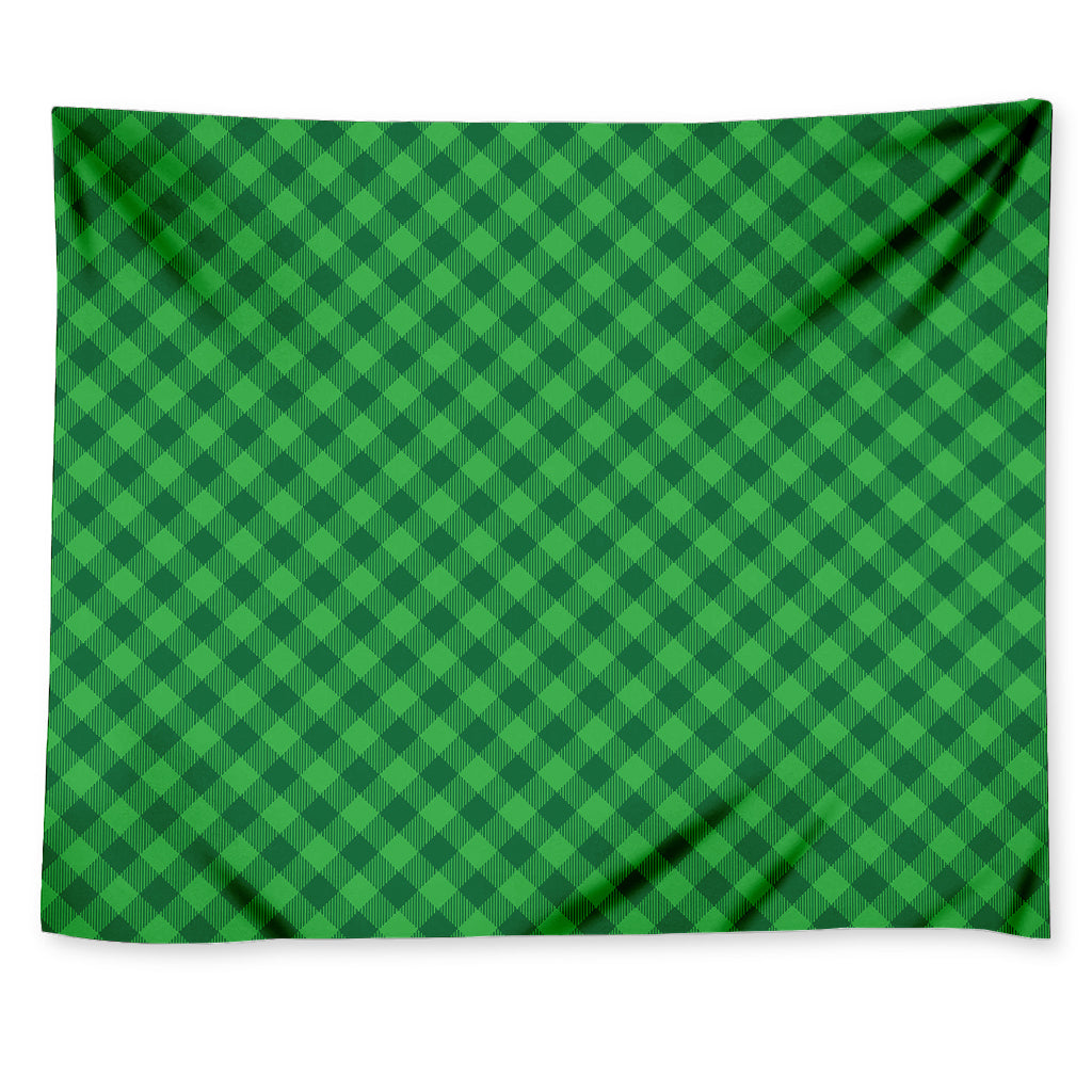 Irish Green Buffalo Plaid Print Tapestry