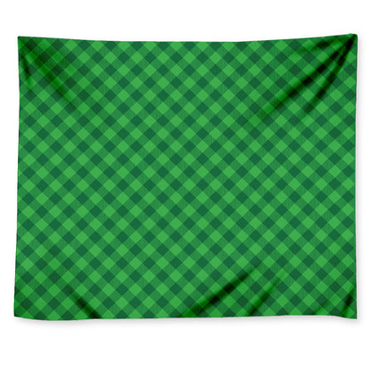 Irish Green Buffalo Plaid Print Tapestry