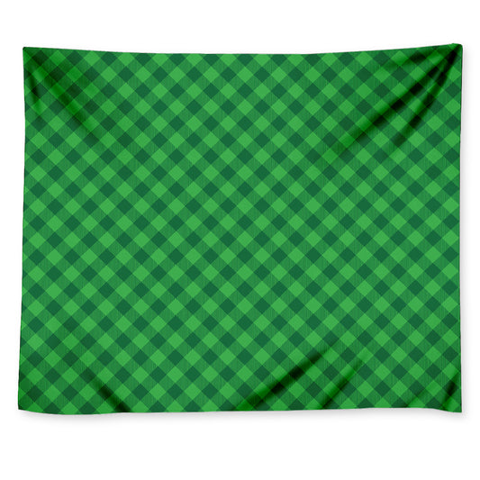 Irish Green Buffalo Plaid Print Tapestry