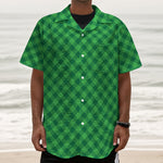 Irish Green Buffalo Plaid Print Textured Short Sleeve Shirt