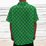 Irish Green Buffalo Plaid Print Textured Short Sleeve Shirt