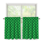 Irish Green Buffalo Plaid Print Tier Curtains