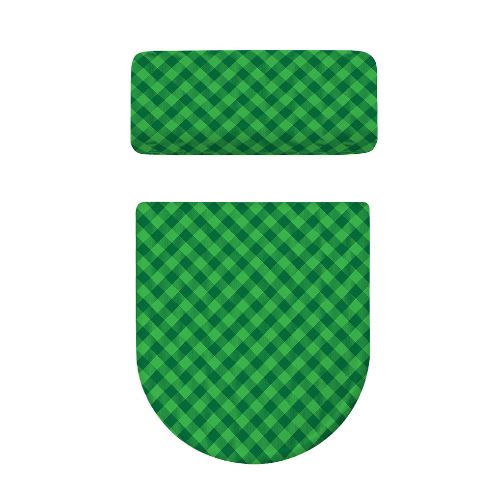 Irish Green Buffalo Plaid Print Toilet Lid And Tank Cover Set
