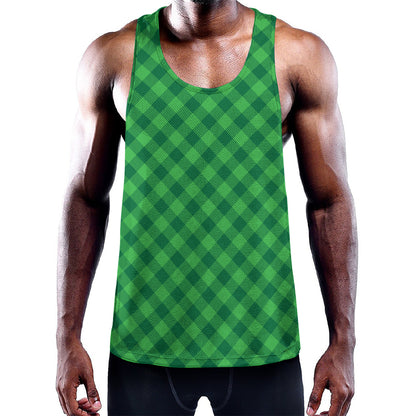 Irish Green Buffalo Plaid Print Training Tank Top