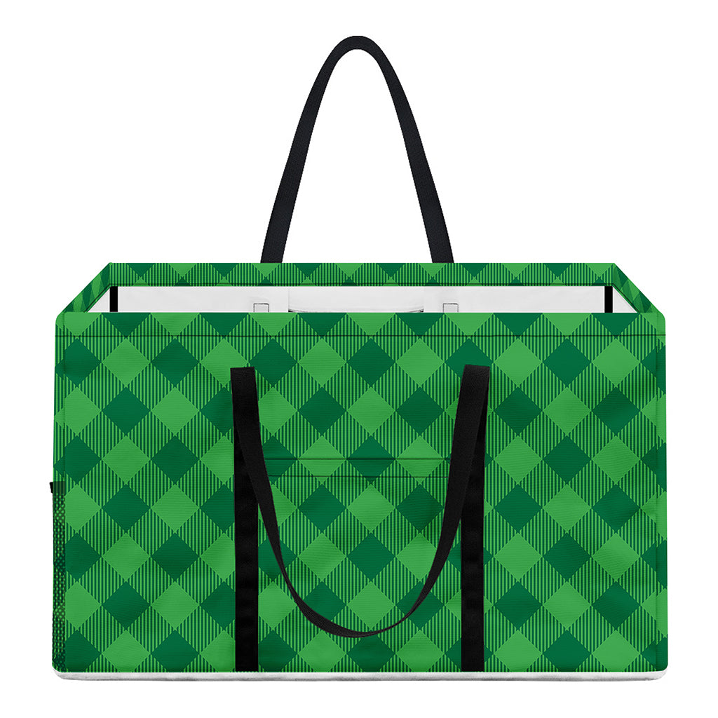 Irish Green Buffalo Plaid Print Utility Tote Bag