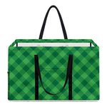 Irish Green Buffalo Plaid Print Utility Tote Bag