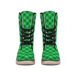 Irish Green Buffalo Plaid Print Winter Boots
