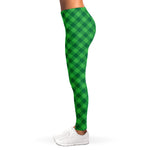 Irish Green Buffalo Plaid Print Women's Leggings