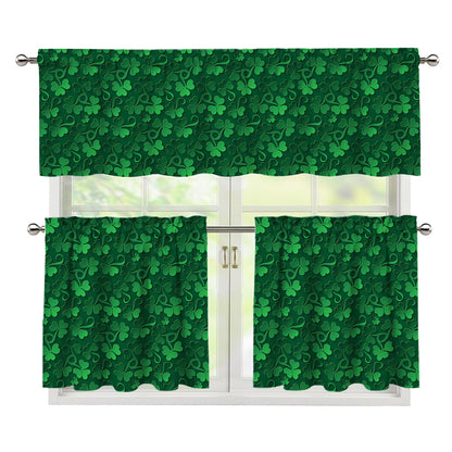Irish Leaf St. Patrick's Day Print 3 Piece Kitchen Curtains