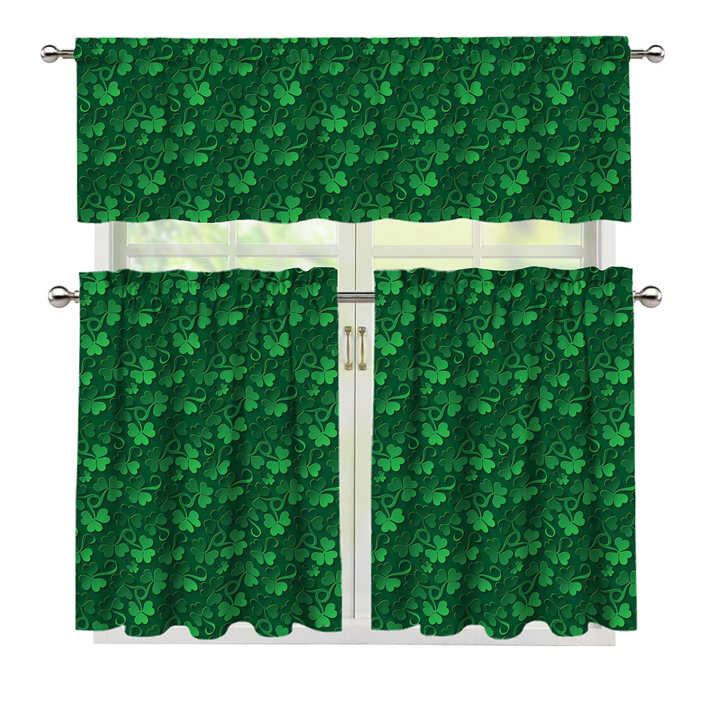 Irish Leaf St. Patrick's Day Print 3 Piece Kitchen Curtains