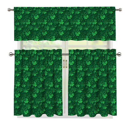 Irish Leaf St. Patrick's Day Print 3 Piece Kitchen Curtains