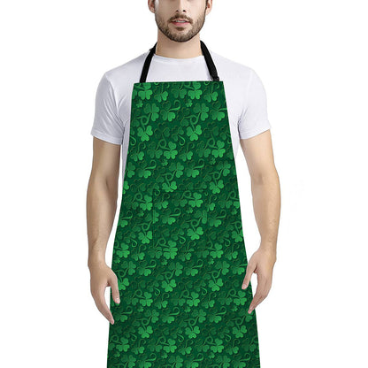 Irish Leaf St. Patrick's Day Print Bib Apron With Pocket