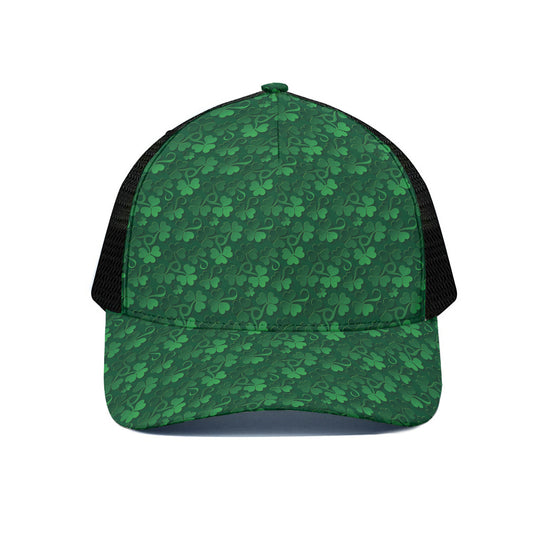Irish Leaf St. Patrick's Day Print Black Mesh Trucker Cap