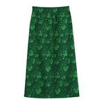 Irish Leaf St. Patrick's Day Print Cotton Front Slit Maxi Skirt
