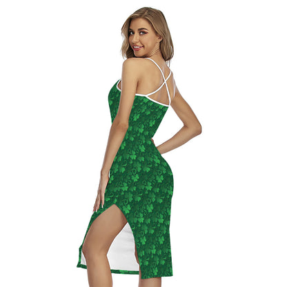 Irish Leaf St. Patrick's Day Print Cross Back Cami Dress