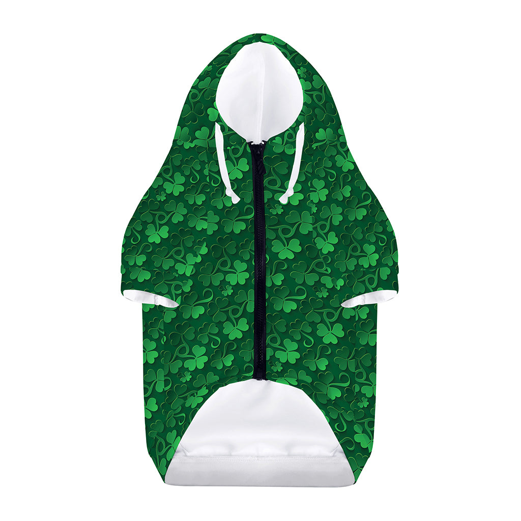 Irish Leaf St. Patrick's Day Print Dog Zip Up Hoodie