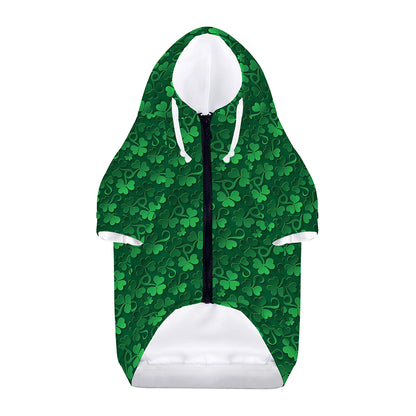 Irish Leaf St. Patrick's Day Print Dog Zip Up Hoodie