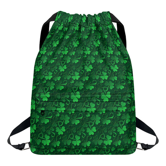 Irish Leaf St. Patrick's Day Print Drawstring Backpack