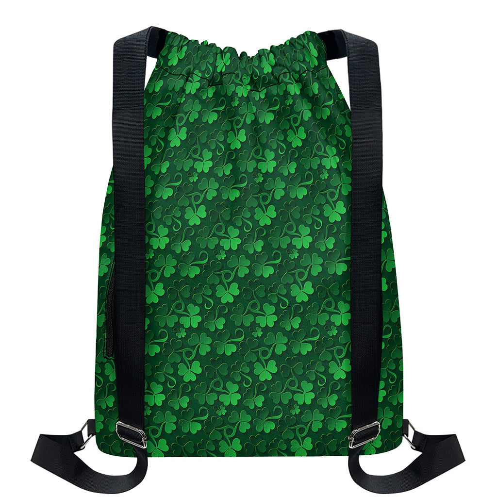 Irish Leaf St. Patrick's Day Print Drawstring Backpack
