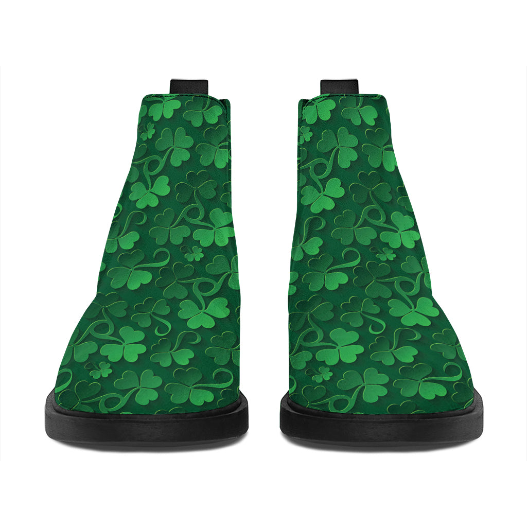 Irish Leaf St. Patrick's Day Print Flat Ankle Boots