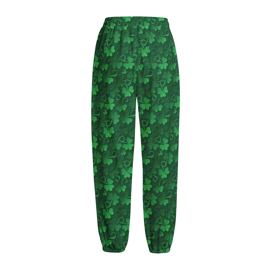 Irish Leaf St. Patrick's Day Print Fleece Lined Knit Pants