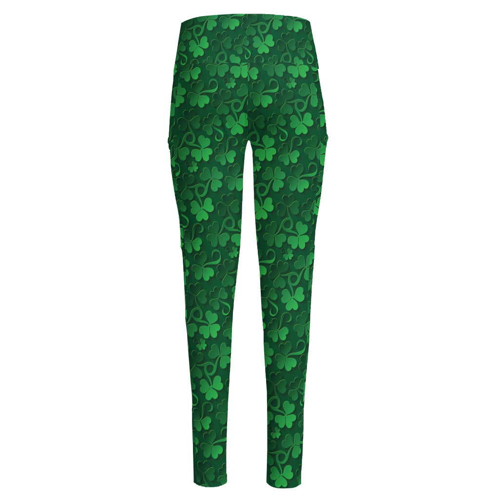 Irish Leaf St. Patrick's Day Print High-Waisted Pocket Leggings