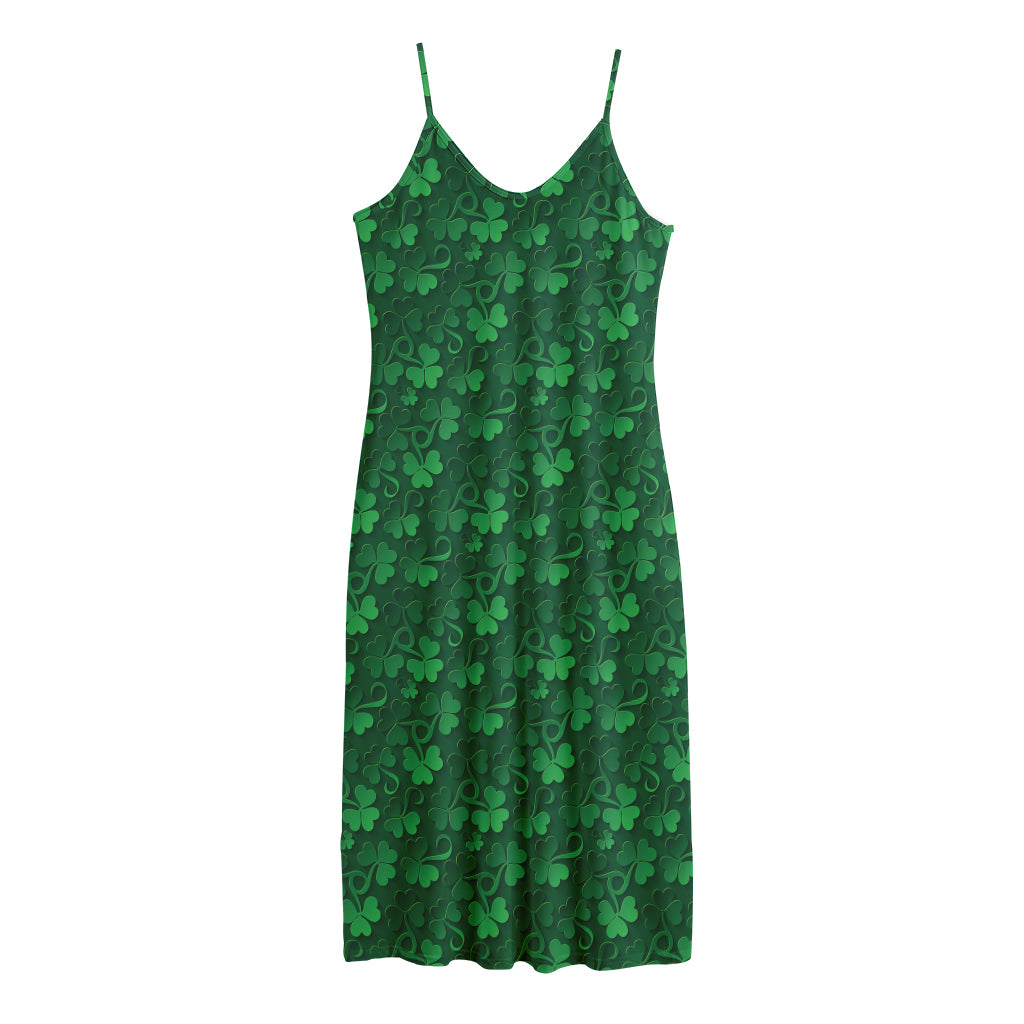 Irish Leaf St. Patrick's Day Print Jersey Midi Cami Dress