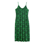Irish Leaf St. Patrick's Day Print Jersey Midi Cami Dress