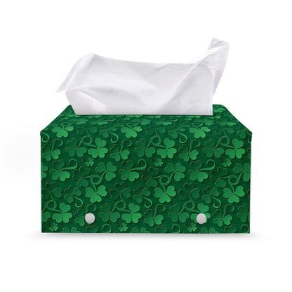 Irish Leaf St. Patrick's Day Print Leather Tissue Box Cover