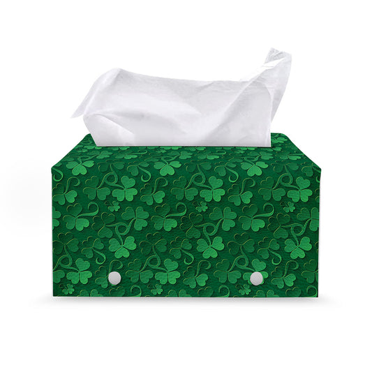 Irish Leaf St. Patrick's Day Print Leather Tissue Box Cover