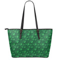 Irish Leaf St. Patrick's Day Print Leather Tote Bag With Zipper