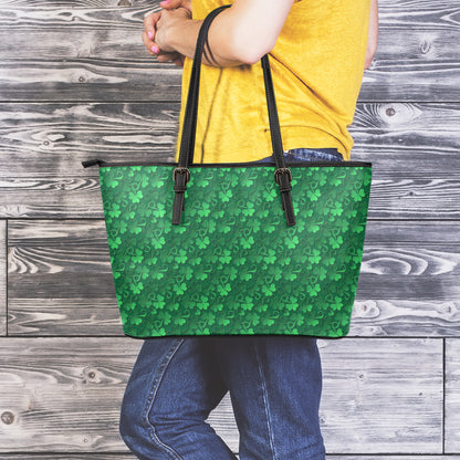 Irish Leaf St. Patrick's Day Print Leather Tote Bag