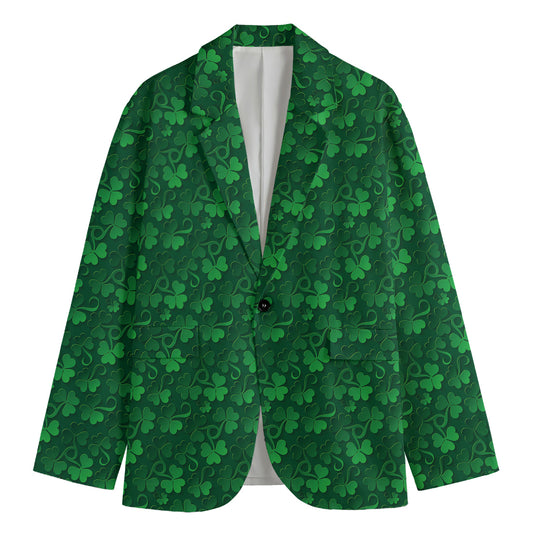 Irish Leaf St. Patrick's Day Print Men's Cotton Blazer