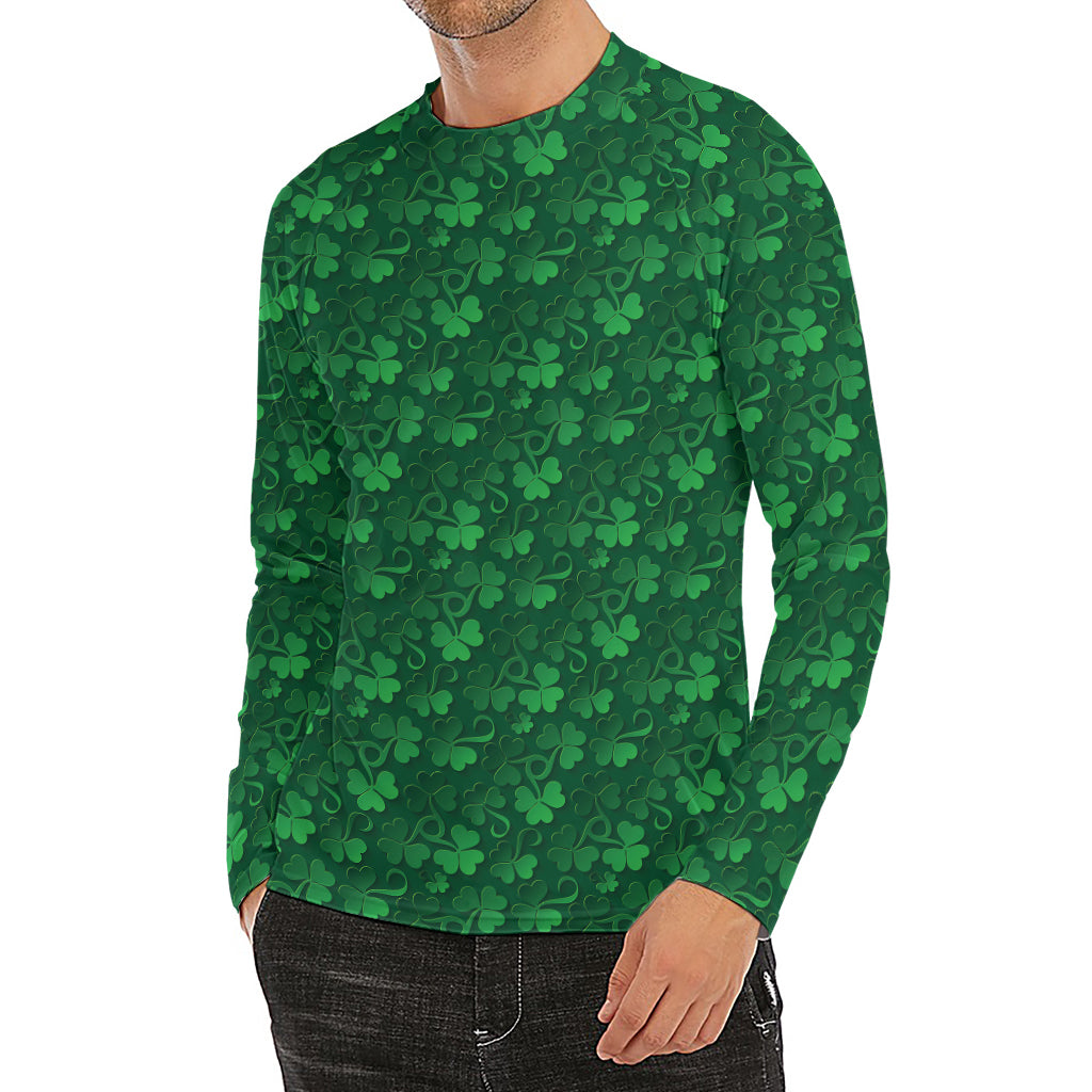 Irish Leaf St. Patrick's Day Print Men's Long Sleeve Rash Guard