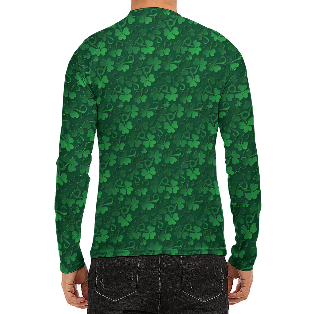 Irish Leaf St. Patrick's Day Print Men's Long Sleeve Rash Guard