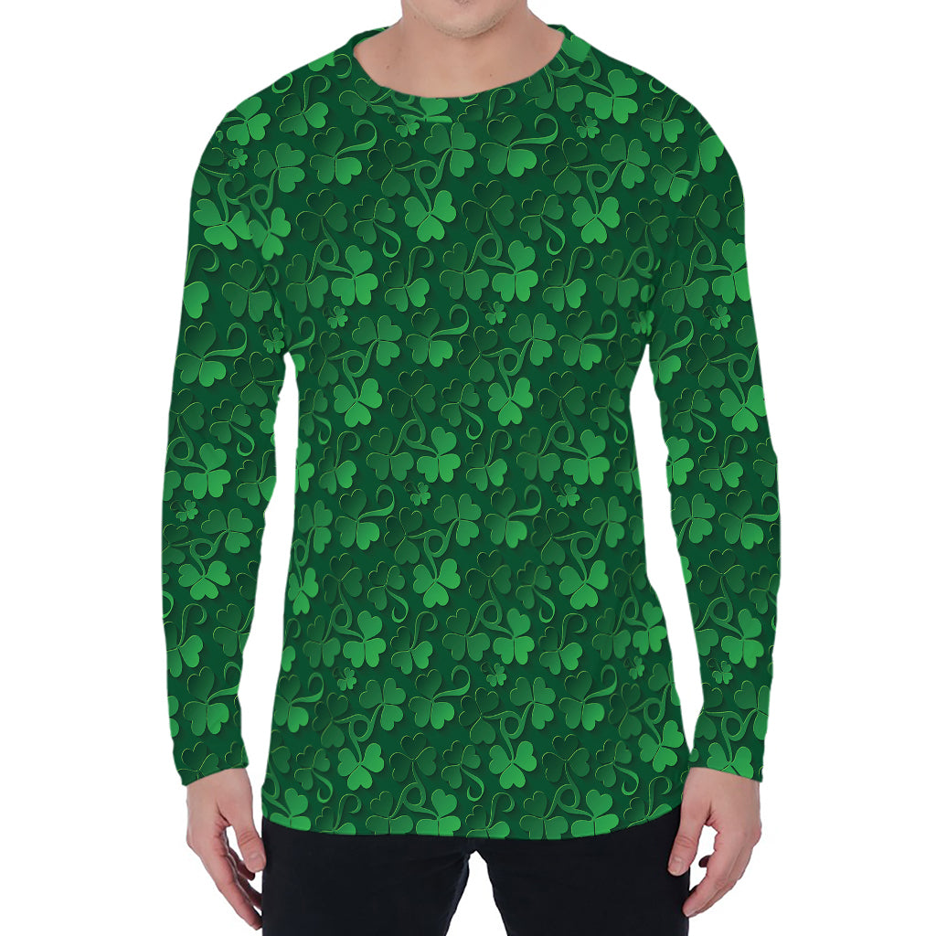 Irish Leaf St. Patrick's Day Print Men's Long Sleeve T-Shirt