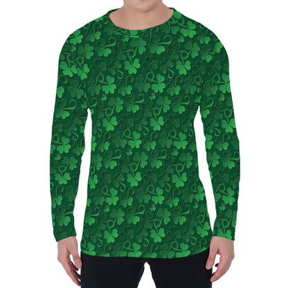 Irish Leaf St. Patrick's Day Print Men's Long Sleeve T-Shirt