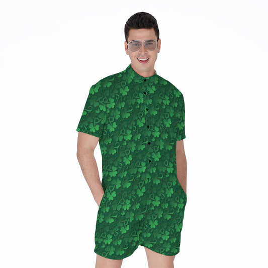 Irish Leaf St. Patrick's Day Print Men's Rompers