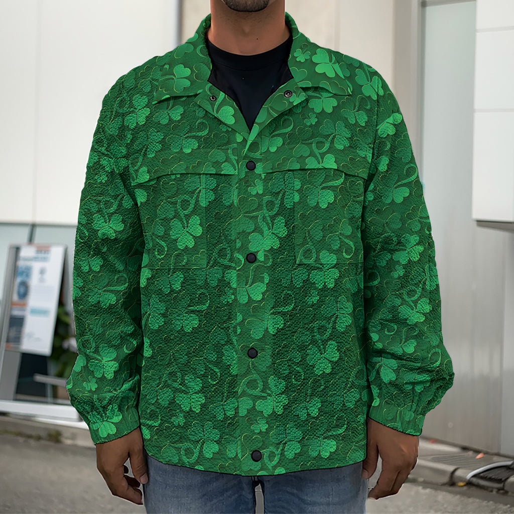 Irish Leaf St. Patrick's Day Print Men's Shirt Jacket