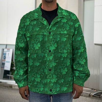 Irish Leaf St. Patrick's Day Print Men's Shirt Jacket