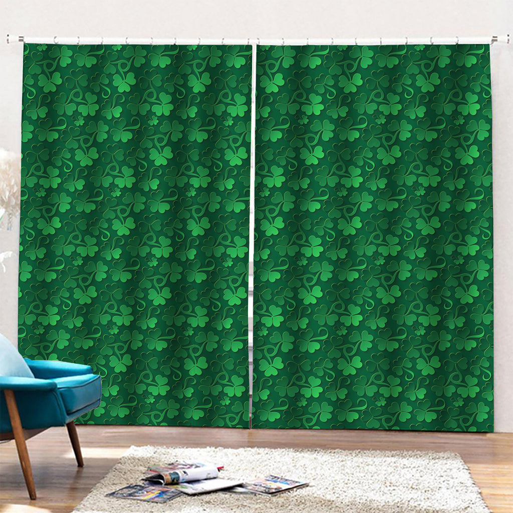 Irish Leaf St. Patrick's Day Print Pencil Pleat Curtains