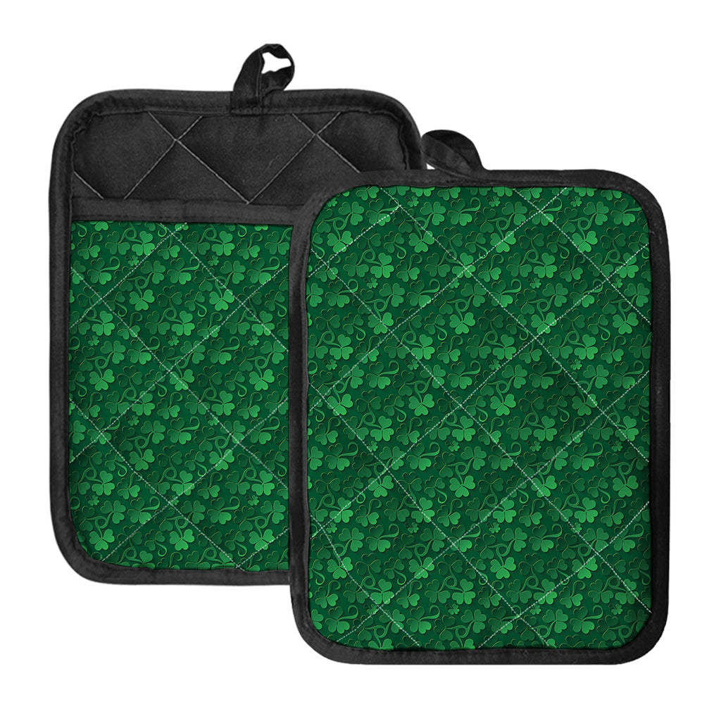 Irish Leaf St. Patrick's Day Print Pot Holders With Pocket