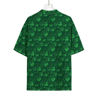 Irish Leaf St. Patrick's Day Print Rayon Hawaiian Shirt