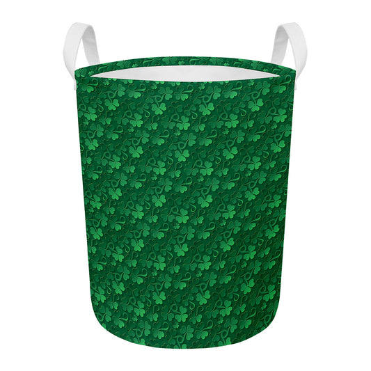 Irish Leaf St. Patrick's Day Print Round Laundry Basket